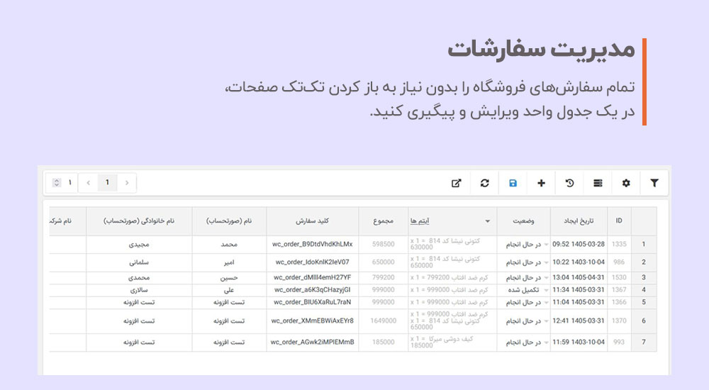 مدیریت سفارشات